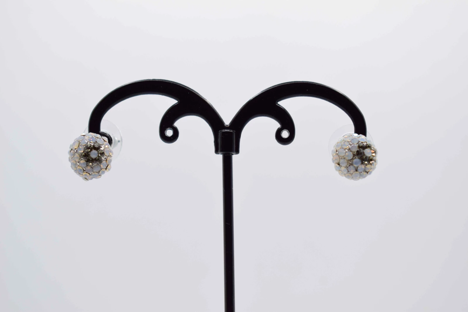 ORECCHINI A PALLA ARGENTO STRASS NERO