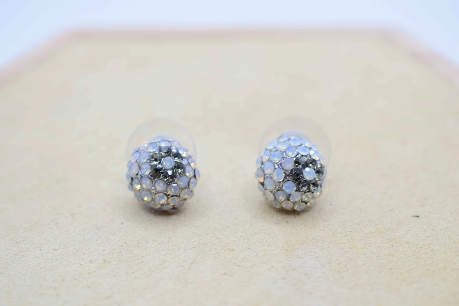 ORECCHINI A PALLA ARGENTO STRASS NERO