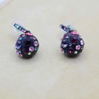 ORECCHINI A PALLA NERO STRASS MULTICOLORE