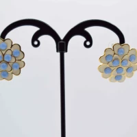 ORECCHINI FIORE ORO STRASS AZZURRI