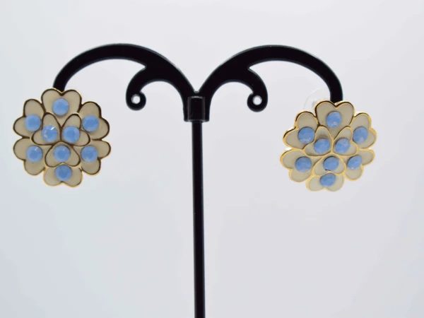 ORECCHINI FIORE ORO STRASS AZZURRI