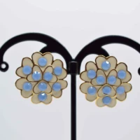 ORECCHINI FIORE ORO STRASS AZZURRI