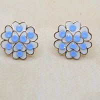 ORECCHINI FIORE ORO STRASS AZZURRI