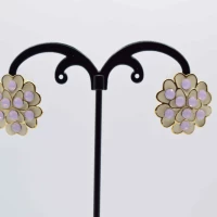 ORECCHINI FIORE ORO STRASS ROSA