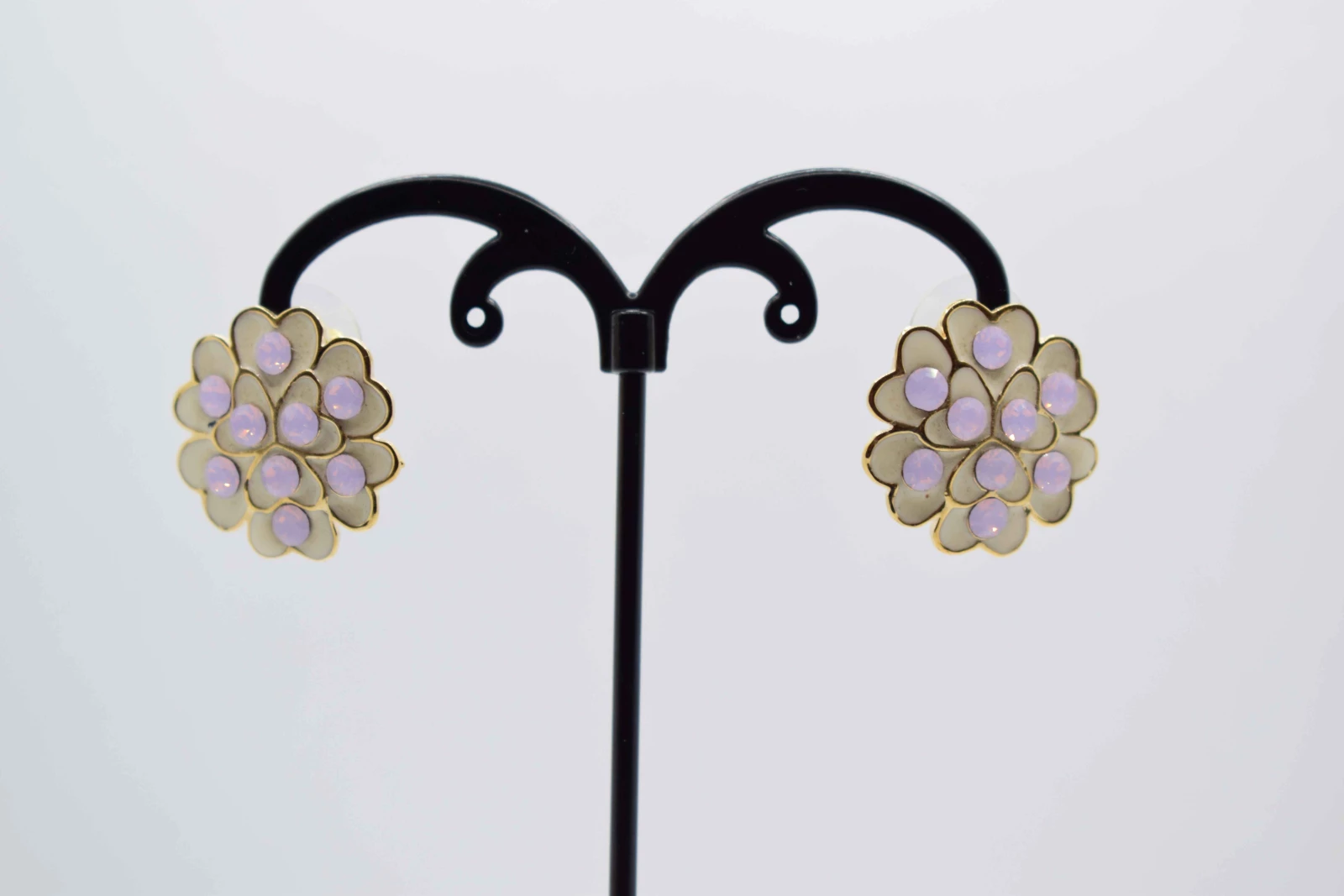 ORECCHINI FIORE ORO STRASS ROSA