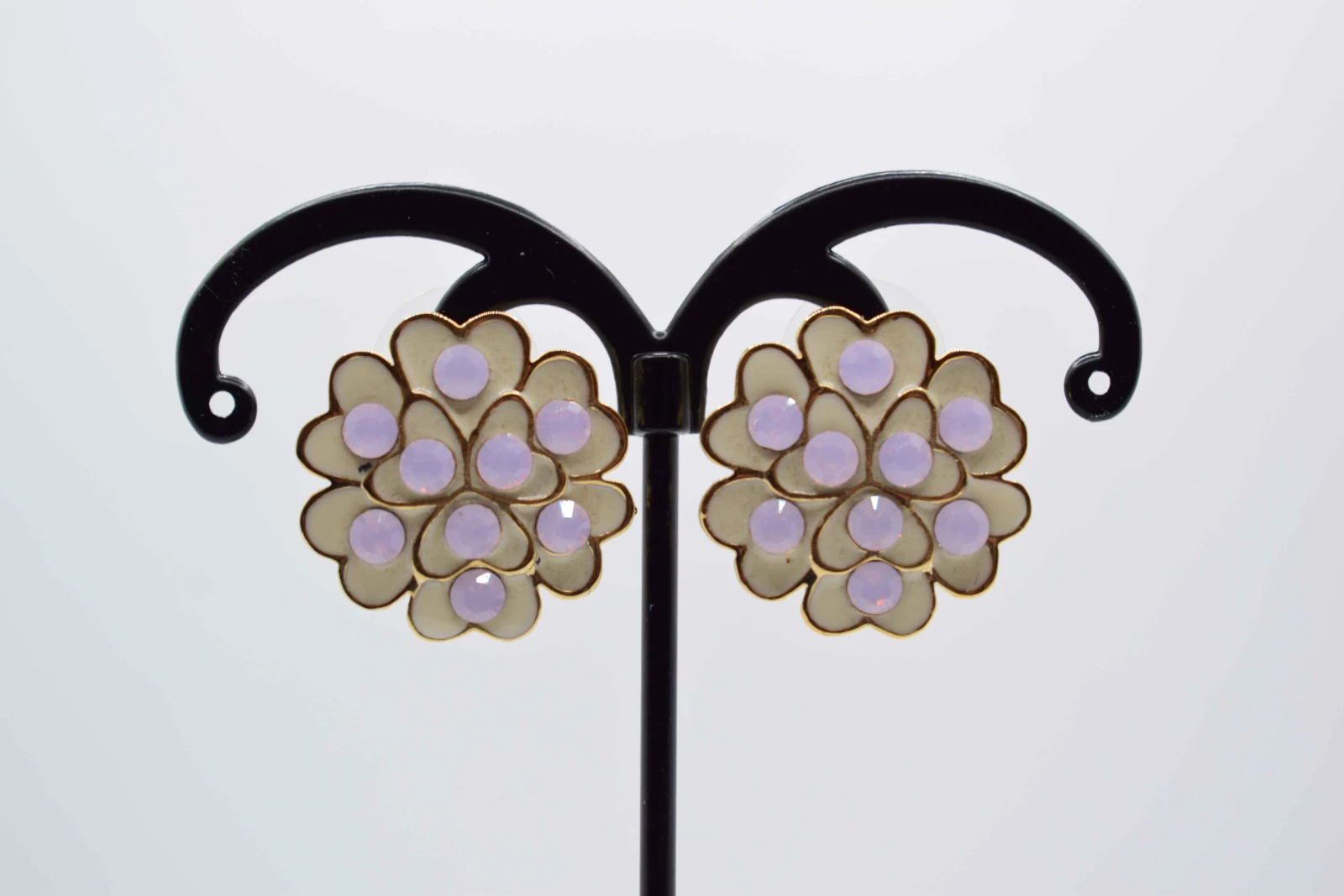 ORECCHINI FIORE ORO STRASS ROSA