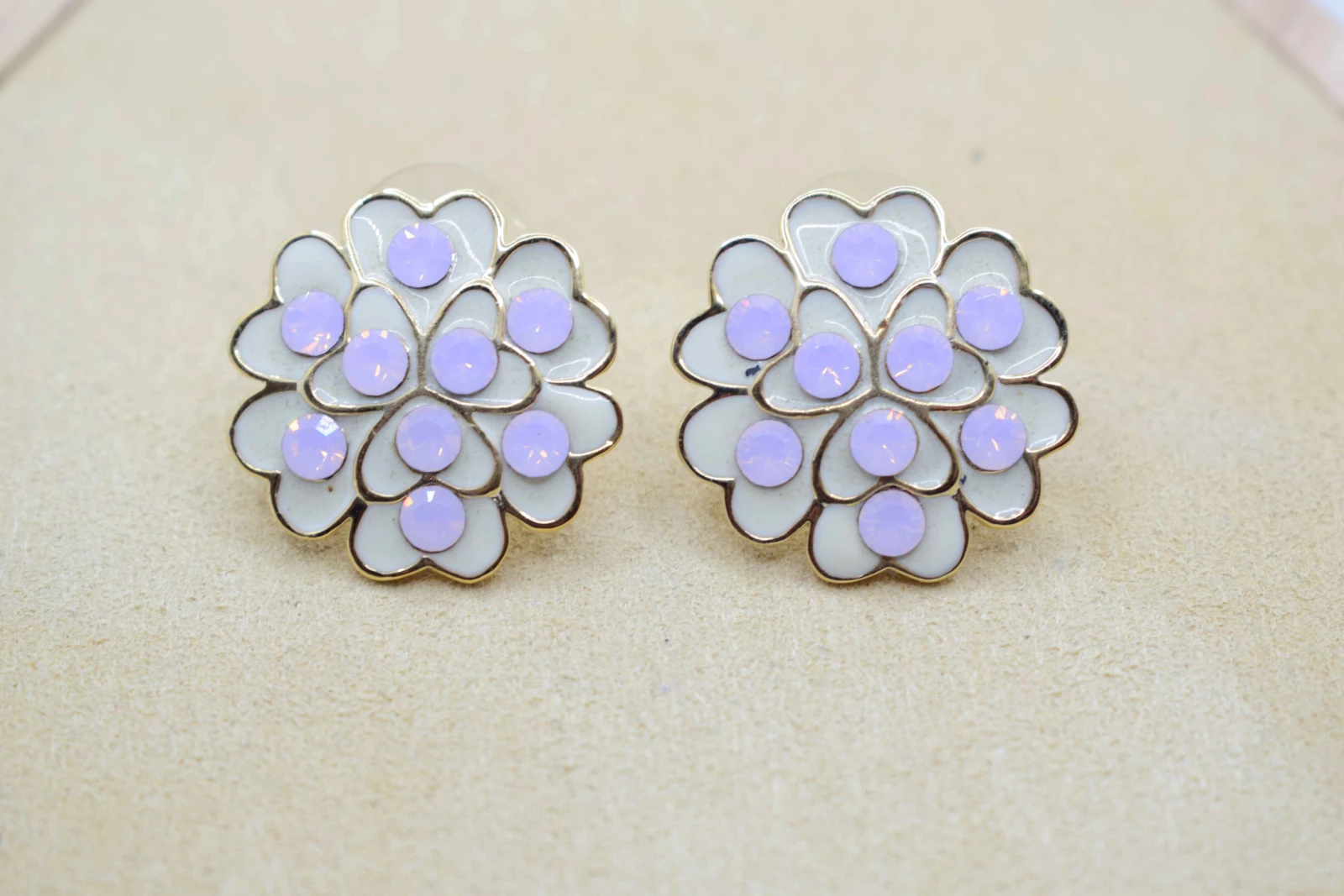 ORECCHINI FIORE ORO STRASS ROSA