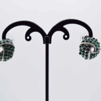 ORECCHINI ROTONDI ARGENTO STRASS VERDI