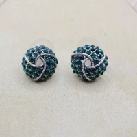 ORECCHINI ROTONDI ARGENTO STRASS VERDI
