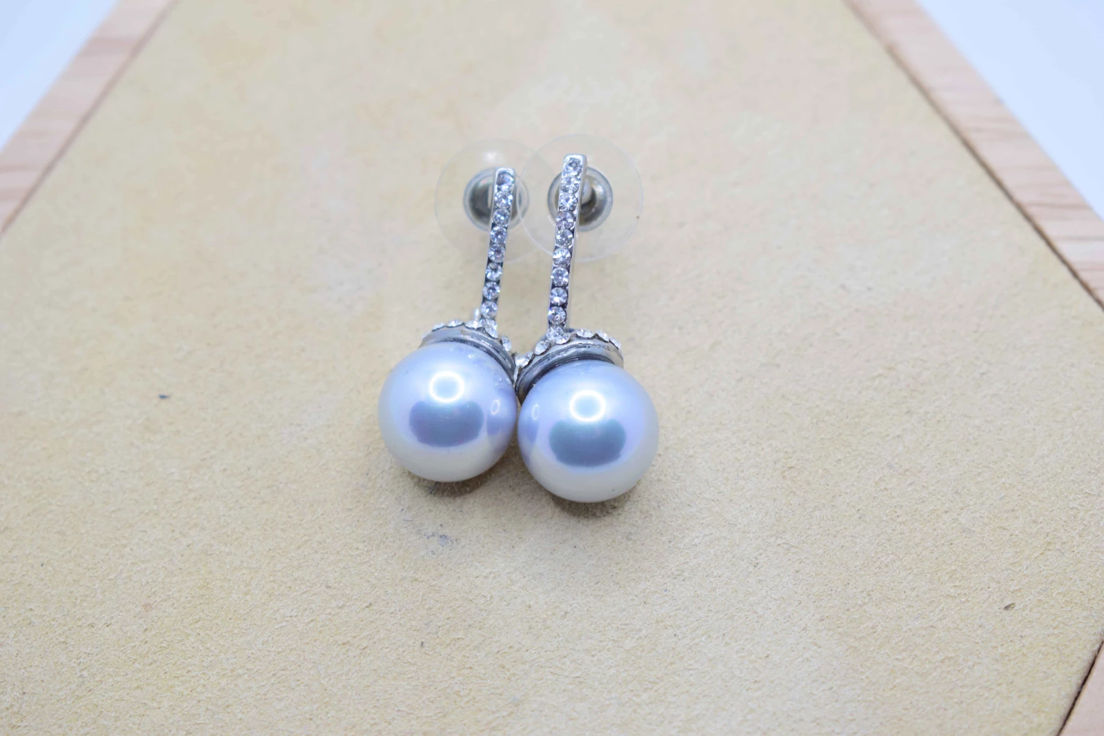 ORECCHINI MONOPERLA ARGENTO STRASS