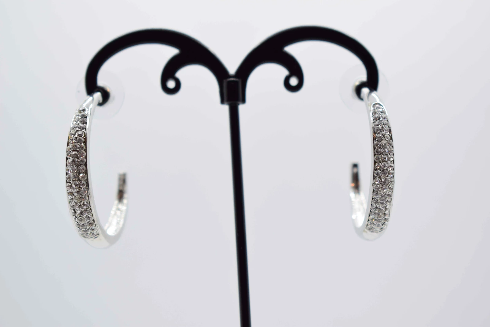ORECCHINI SEMICERCHIO ARGENTO STRASS
