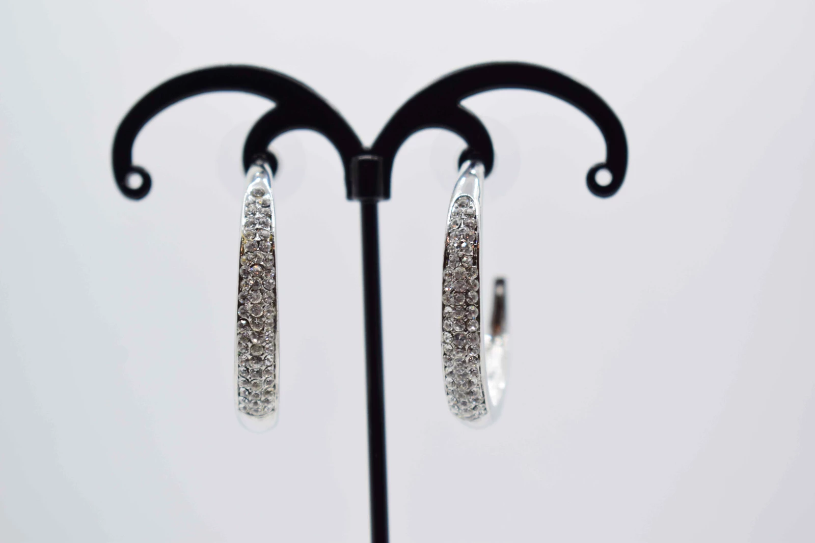 ORECCHINI SEMICERCHIO ARGENTO STRASS