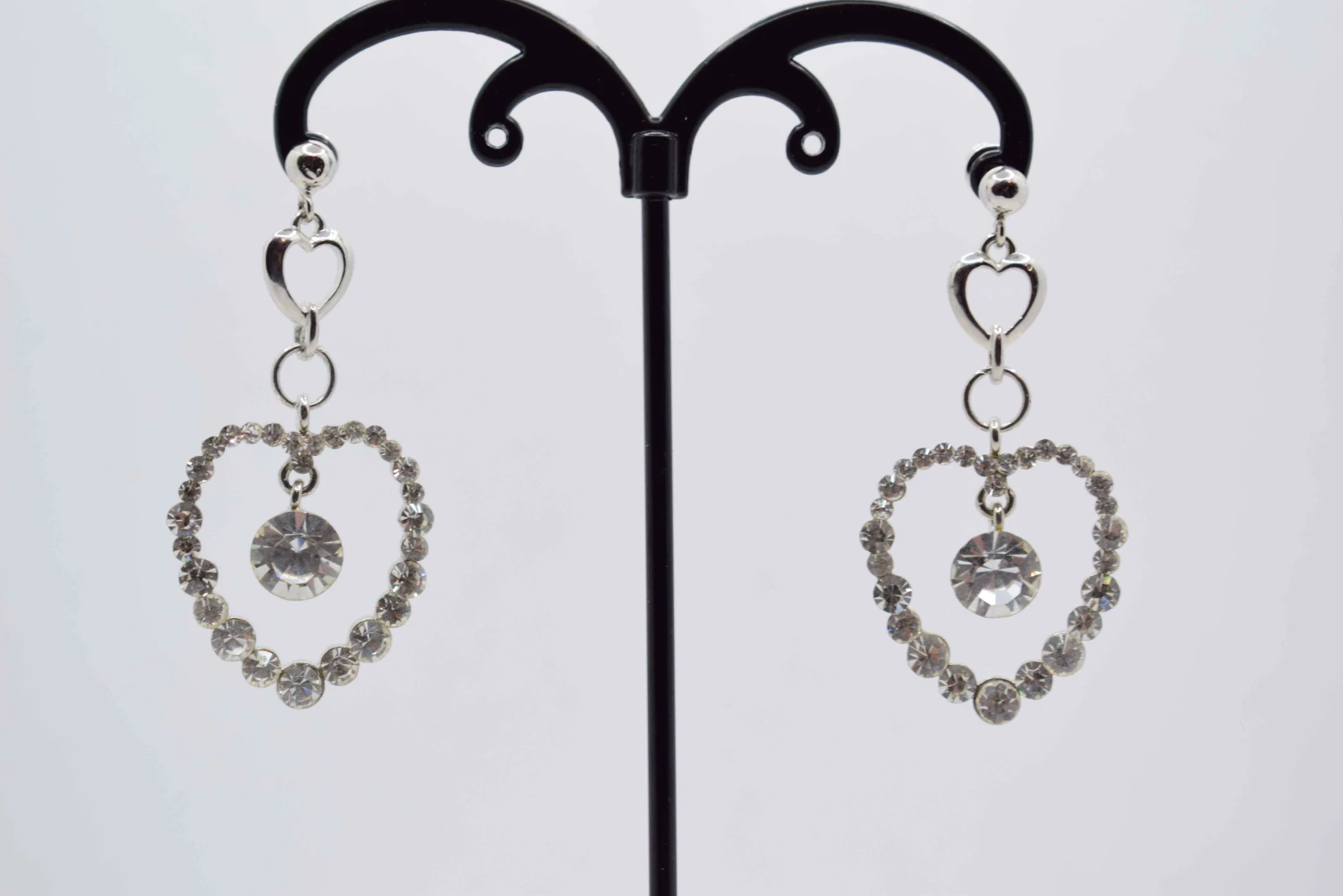 ORECCHINI DOPPIO CUORE ARGENTO BRILLANTI