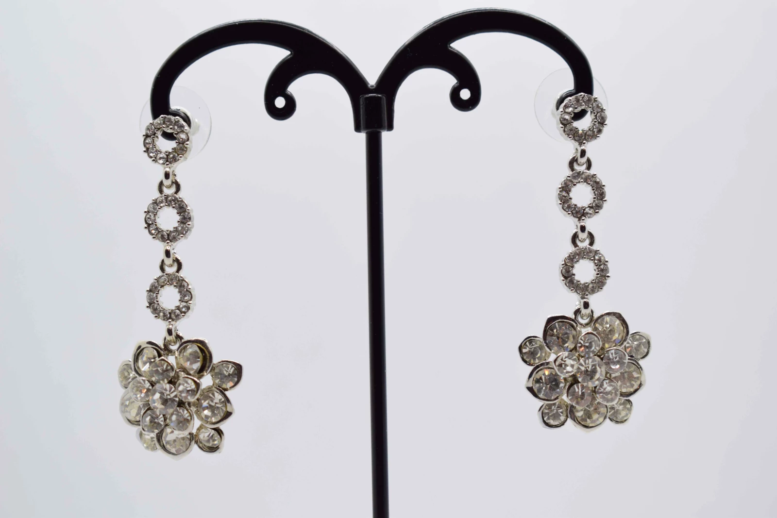 ORECCHINI FIORE CRISTALLO ARGENTO STRASS