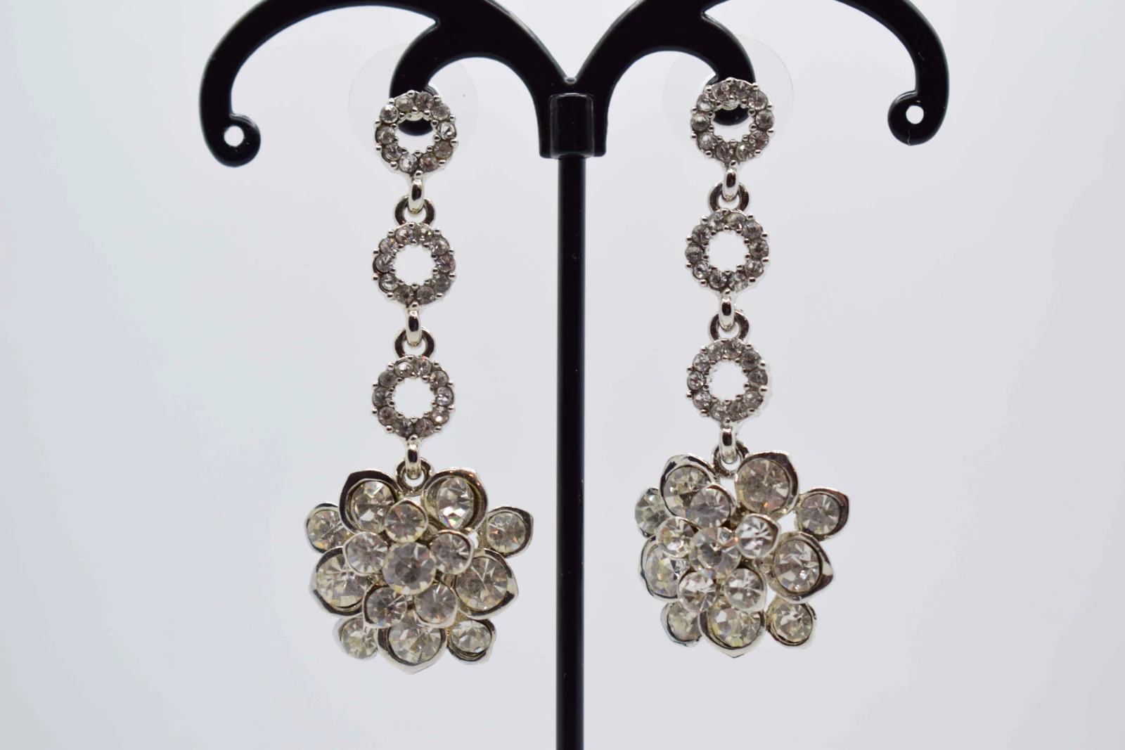 ORECCHINI FIORE CRISTALLO ARGENTO STRASS