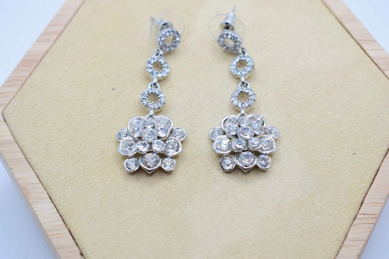 ORECCHINI FIORE CRISTALLO ARGENTO STRASS