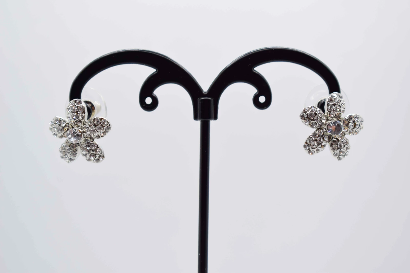 ORECCHINI FIORE ARGENTO STRASS PICCOLI
