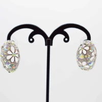 ORECCHINI MEZZASFERA ARGENTO STRASS ARCOBALENO