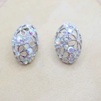 ORECCHINI MEZZASFERA ARGENTO STRASS ARCOBALENO