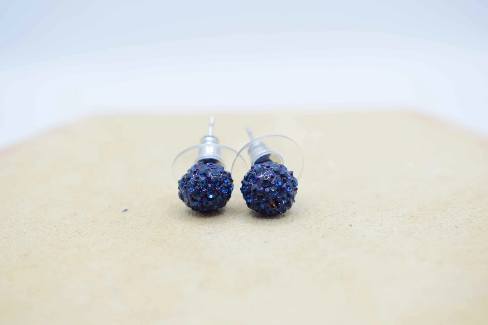 ORECCHINI A PALLA STRASS BLU