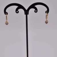 ORECCHINI CUORE DIAMANTE VIOLA STRASS ORO