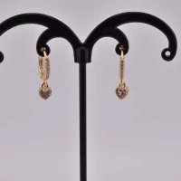 ORECCHINI CUORE DIAMANTE VIOLA STRASS ORO