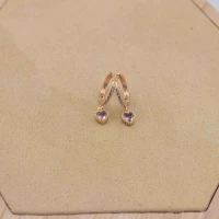 ORECCHINI CUORE DIAMANTE VIOLA STRASS ORO