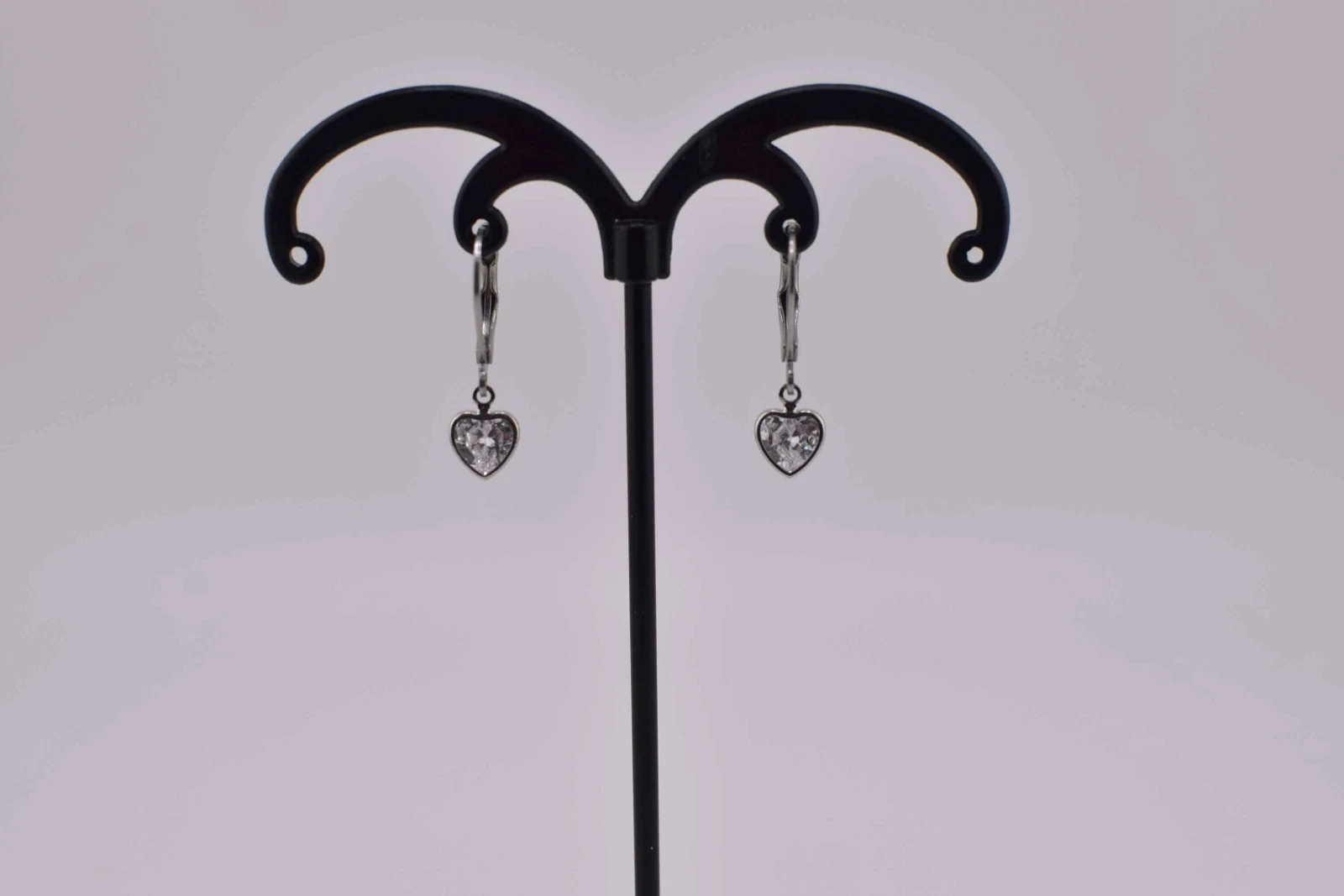 ORECCHINI CUORE DIAMANTE ARGENTO