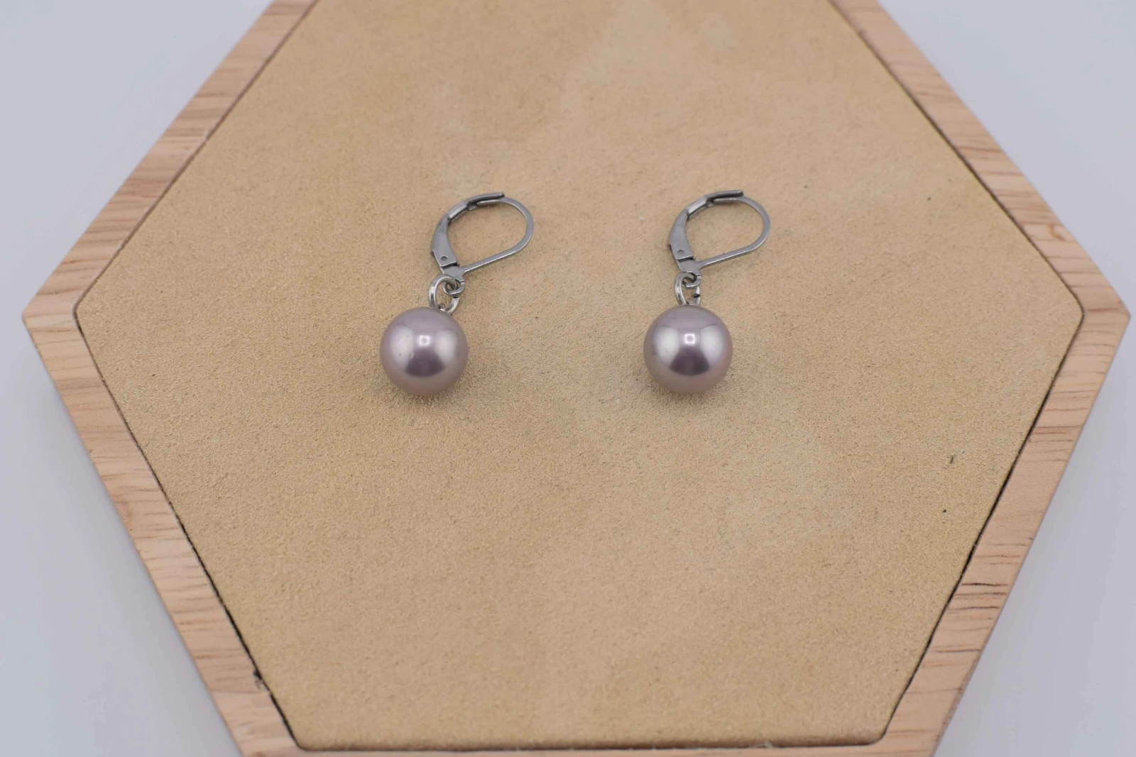 ORECCHINI CIONDOLO PERLA VIOLA ARGENTO