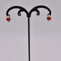 ORECCHINI CUORE ROSSO BRILLANTE OTTONE ORO