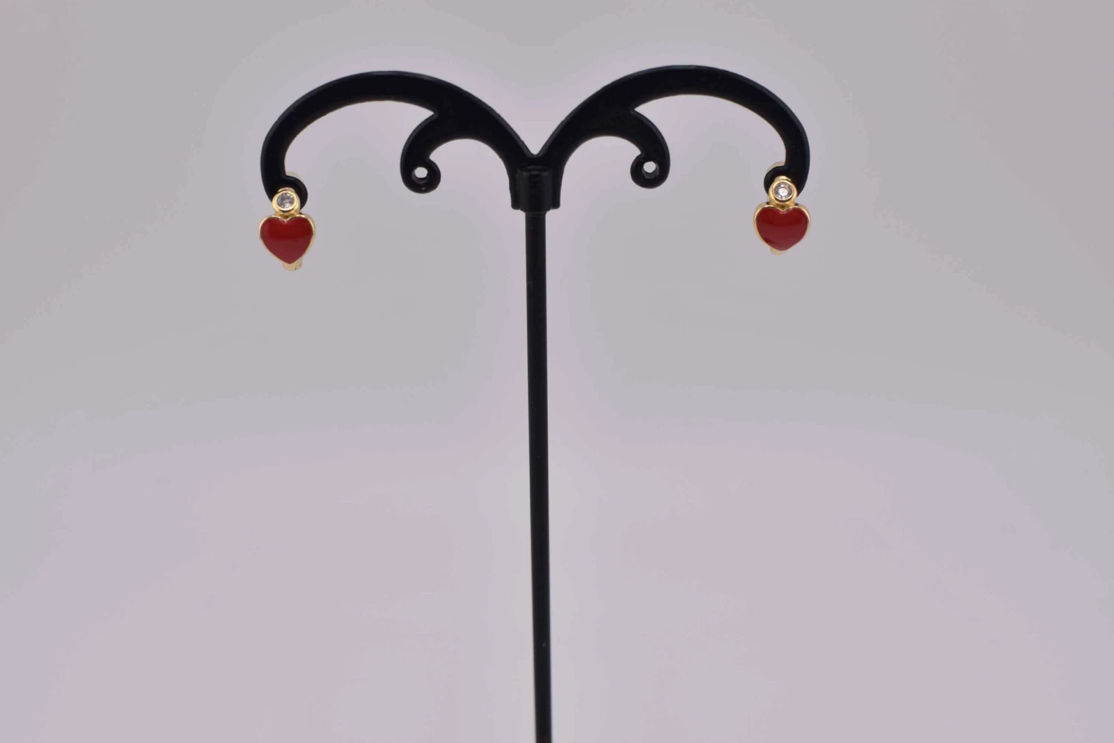 ORECCHINI CUORE ROSSO BRILLANTE OTTONE ORO