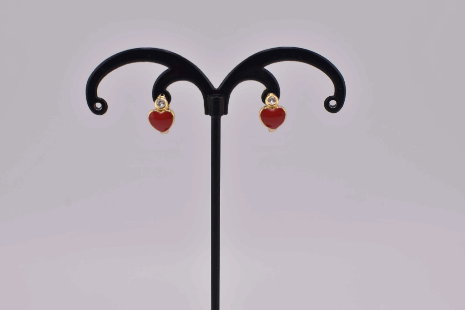 ORECCHINI CUORE ROSSO BRILLANTE OTTONE ORO