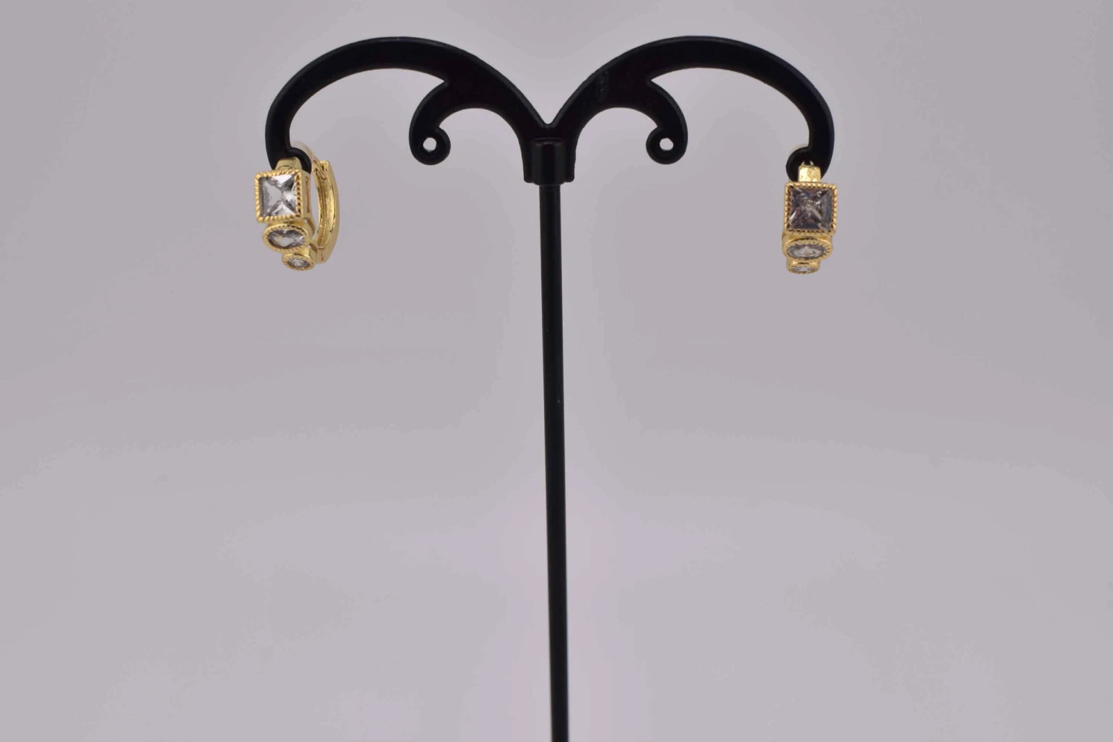 ORECCHINI CERCHIO DIAMANTI GEOMETRICI OTTONE ORO