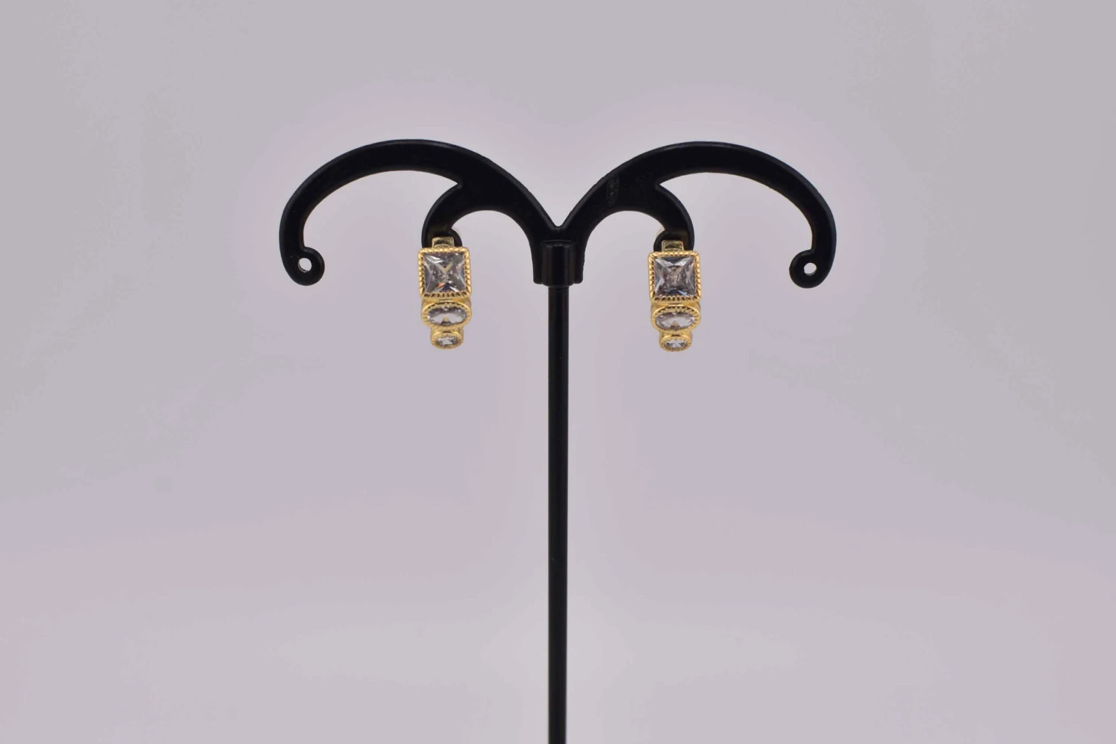 ORECCHINI CERCHIO DIAMANTI GEOMETRICI OTTONE ORO