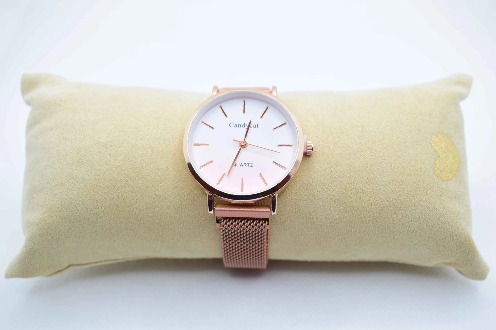 OROLOGIO CINGHIA IN ACCIAIO ROSA CALAMITA E QUADRANTE ROSA