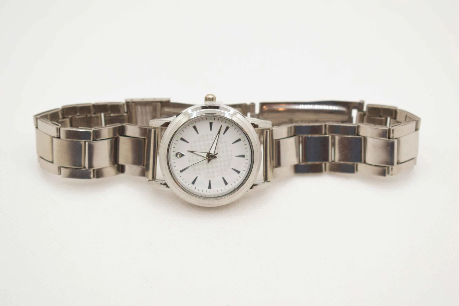 OROLOGIO CINGHIA MAGLIE ACCIAIO ARGENTO QUADRANTE BIANCO