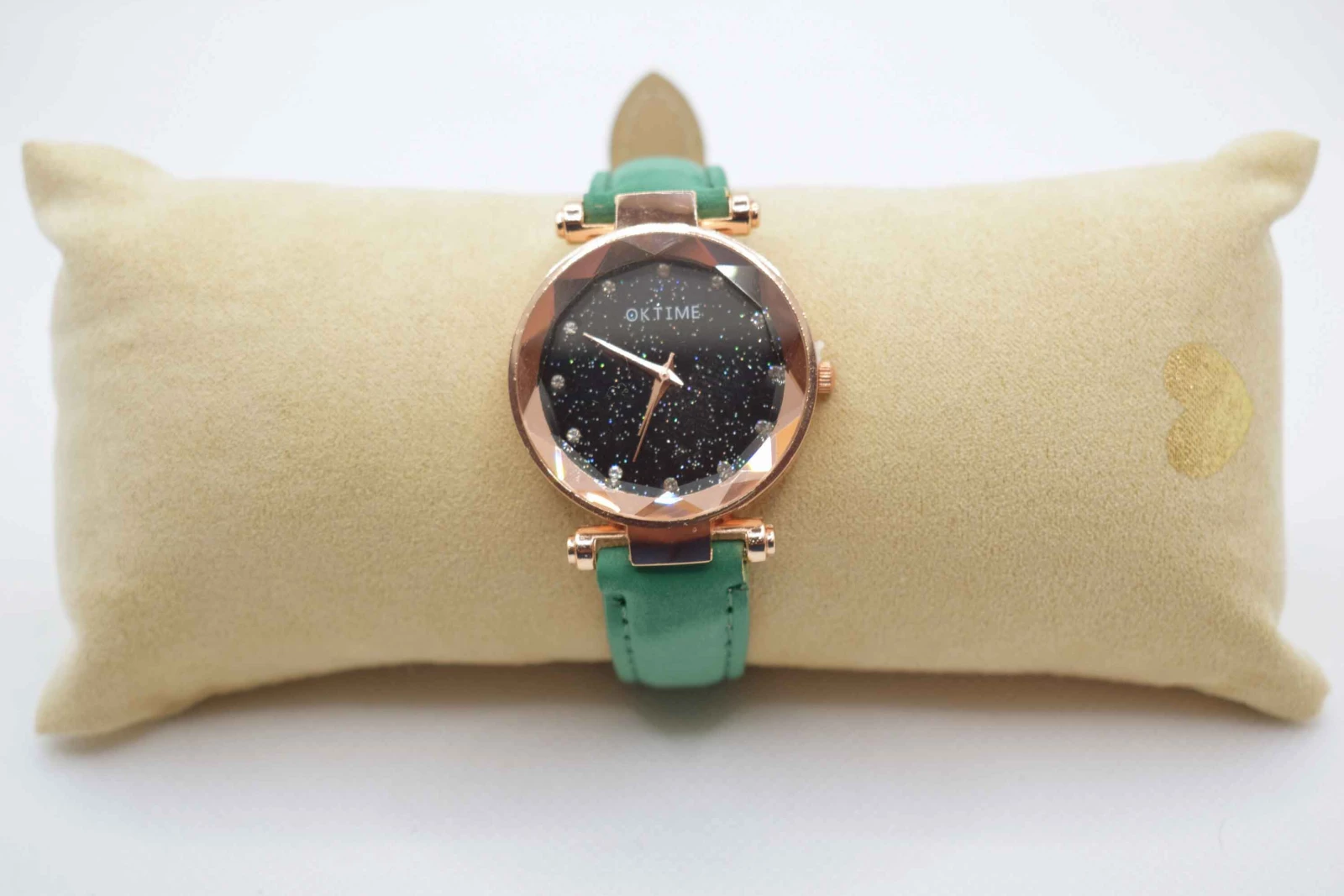 OROLOGIO CINGHIA CUOIO VERDE SCURO QUADRANTE NERO BRILLANTINATO
