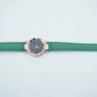OROLOGIO CINGHIA CUOIO VERDE SCURO QUADRANTE NERO BRILLANTINATO
