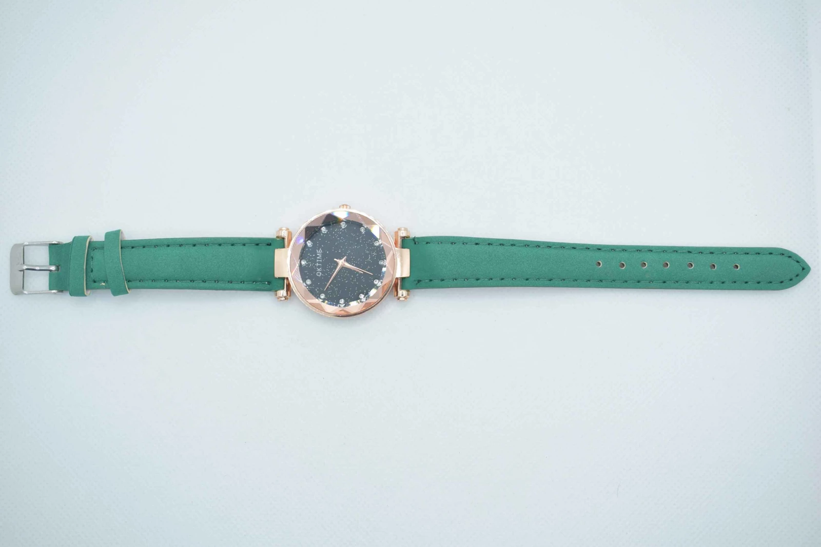 OROLOGIO CINGHIA CUOIO VERDE SCURO QUADRANTE NERO BRILLANTINATO