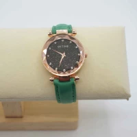 OROLOGIO CINGHIA CUOIO VERDE SCURO QUADRANTE NERO BRILLANTINATO