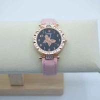 OROLOGIO CINGHIA CUOIO ROSA QUADRANTE STRASS NERO FARFALLA
