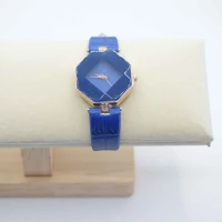 OROLOGIO CINGHIA CUOIO BLU QUADRANTE OTTAGONO BLU