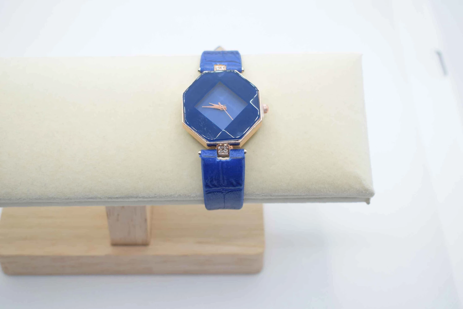 OROLOGIO CINGHIA CUOIO BLU QUADRANTE OTTAGONO BLU