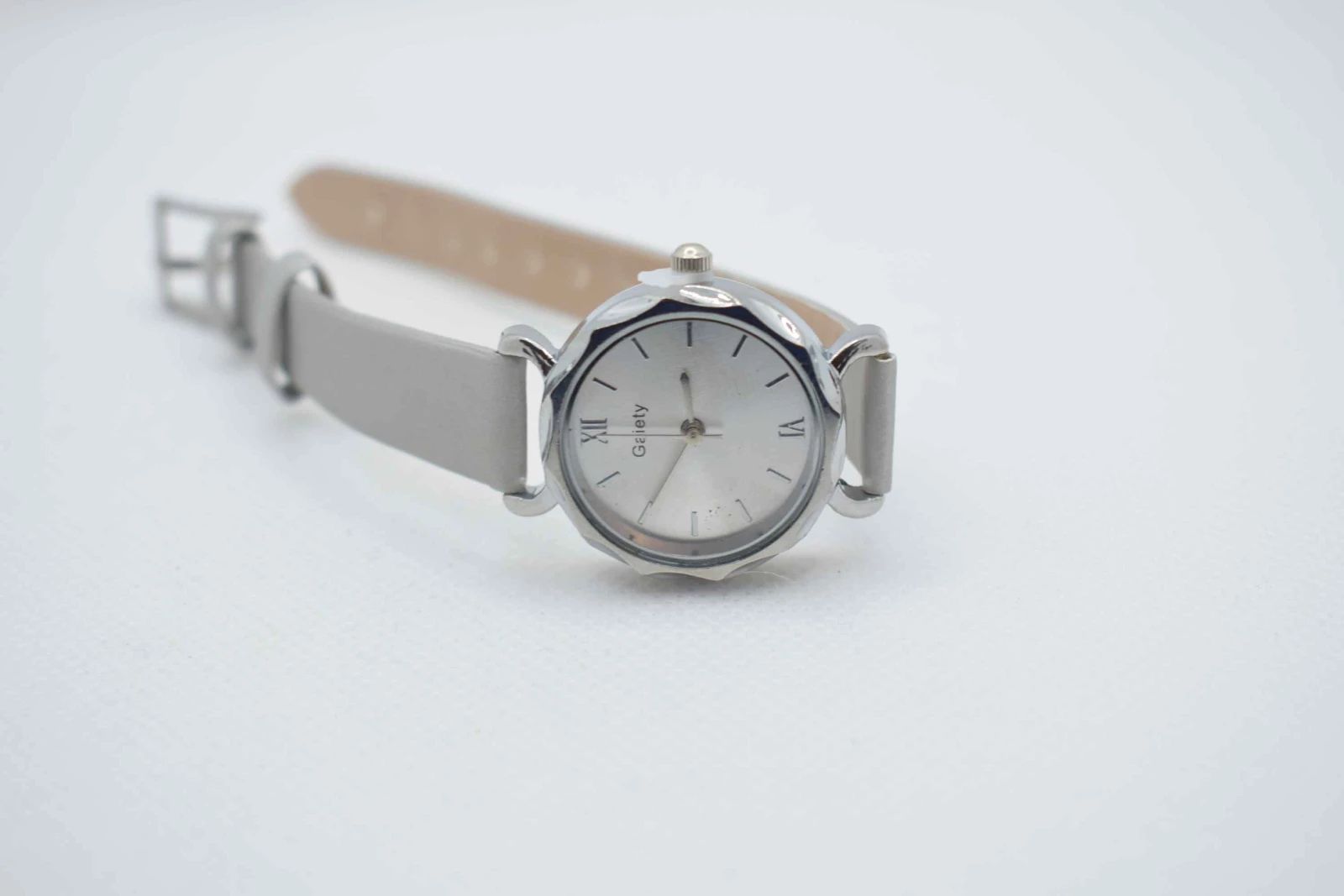OROLOGIO CINGHIA CUOIO GRIGIO QUADRANTE ARGENTO BIANCO