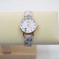 OROLOGIO CINGHIA CUOIO ROSA FIORI QUADRANTE BIANCO GATTO