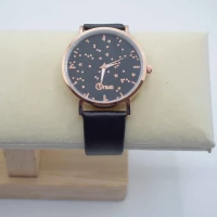 OROLOGIO CINGHIA CUOIO NERO QUADRANTE NERO STELLE