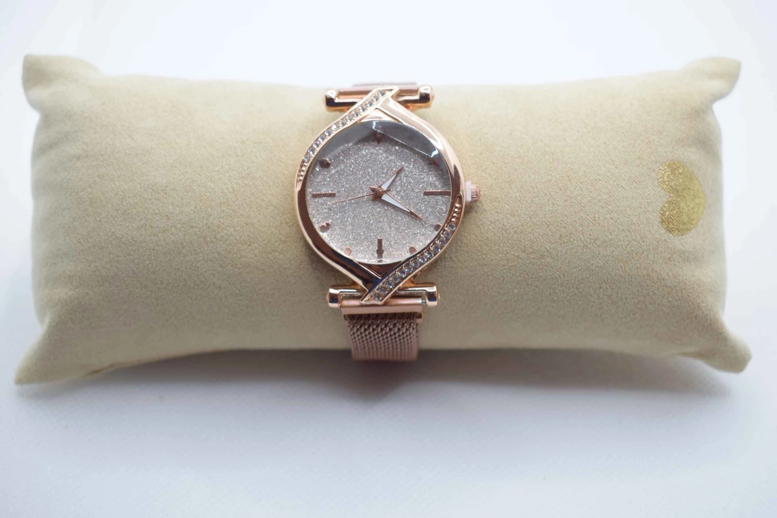 OROLOGIO CINGHIA ACCIAIO ROSA QUADRANTE DOPPIA PUNTA ROSA BRILLANTINATO