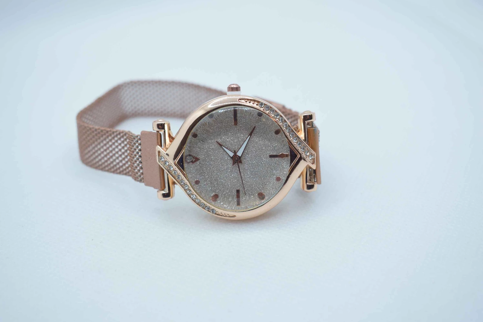 OROLOGIO CINGHIA ACCIAIO ROSA QUADRANTE DOPPIA PUNTA ROSA BRILLANTINATO