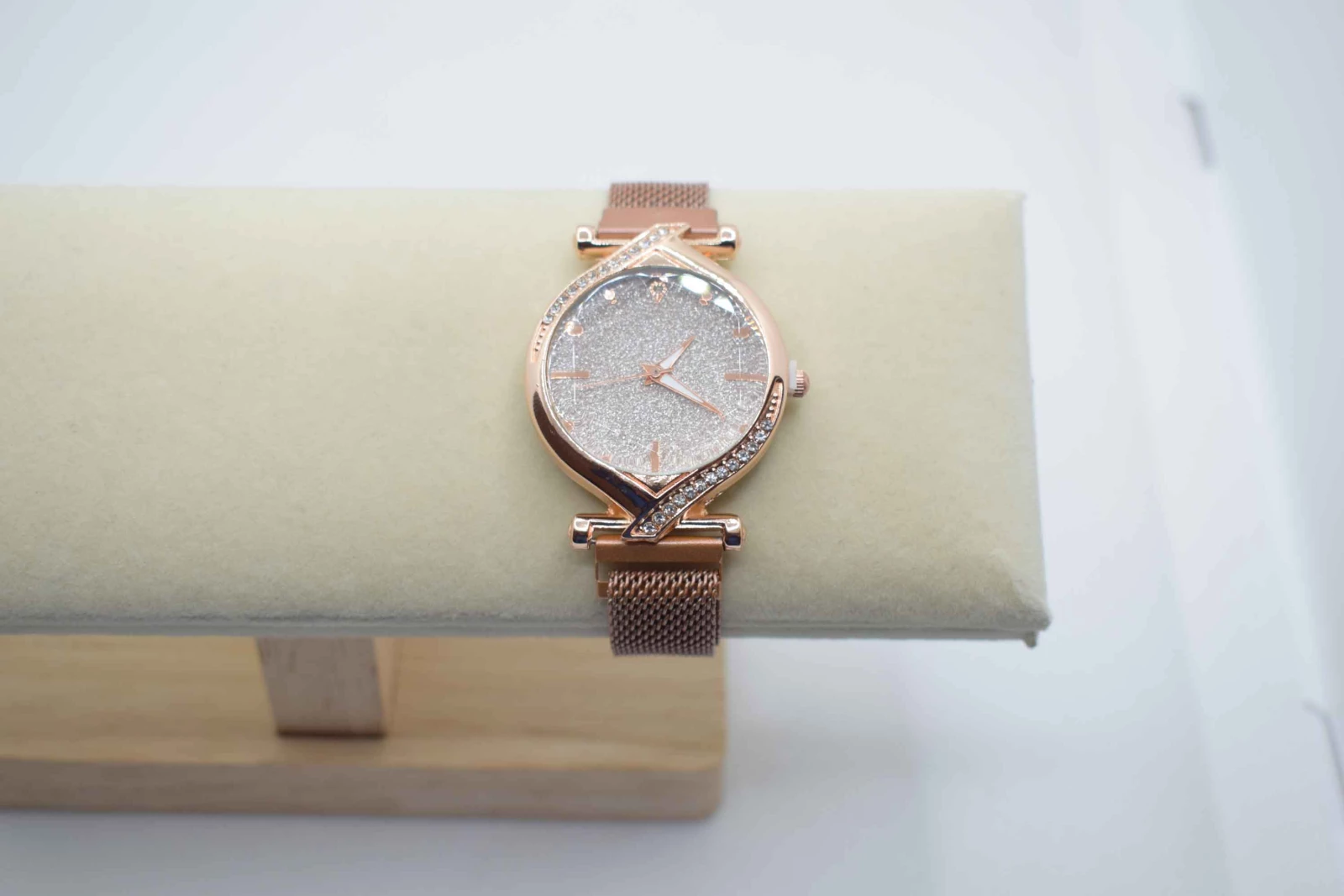 OROLOGIO CINGHIA ACCIAIO ROSA QUADRANTE DOPPIA PUNTA ROSA BRILLANTINATO