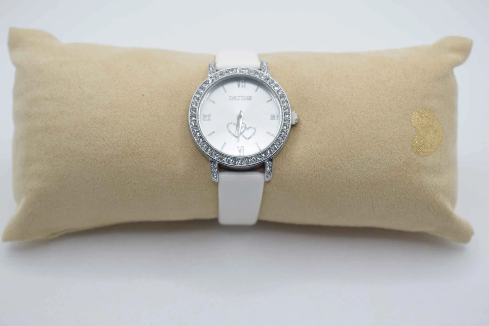 OROLOGIO CINGHIA CUOIO BIANCO QUADRANTE BIANCO DOPPIO CUORE